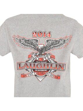 Laughlin River Run T Shirt Mens Size Small Gray 2014 Bike Week Biker Made In USA